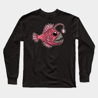 Gnarly Angler Fish Illustration // Ugly Anglerfish // Deep Sea Fish Long Sleeve T-Shirt